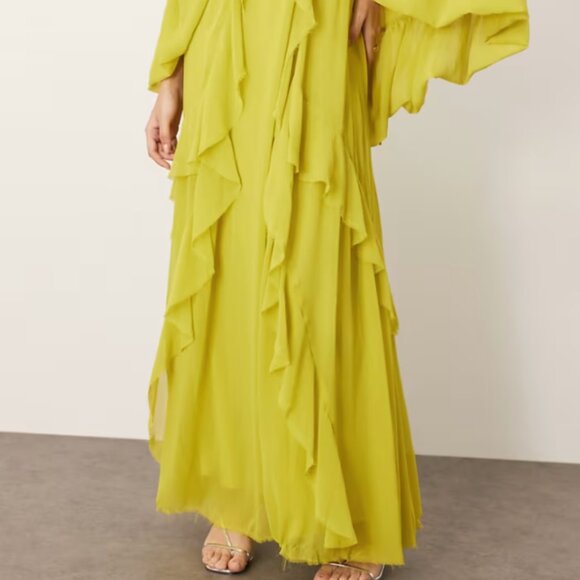 ARRANGE cold shoulder ruffle dress in lime green - Picture 2 of 9